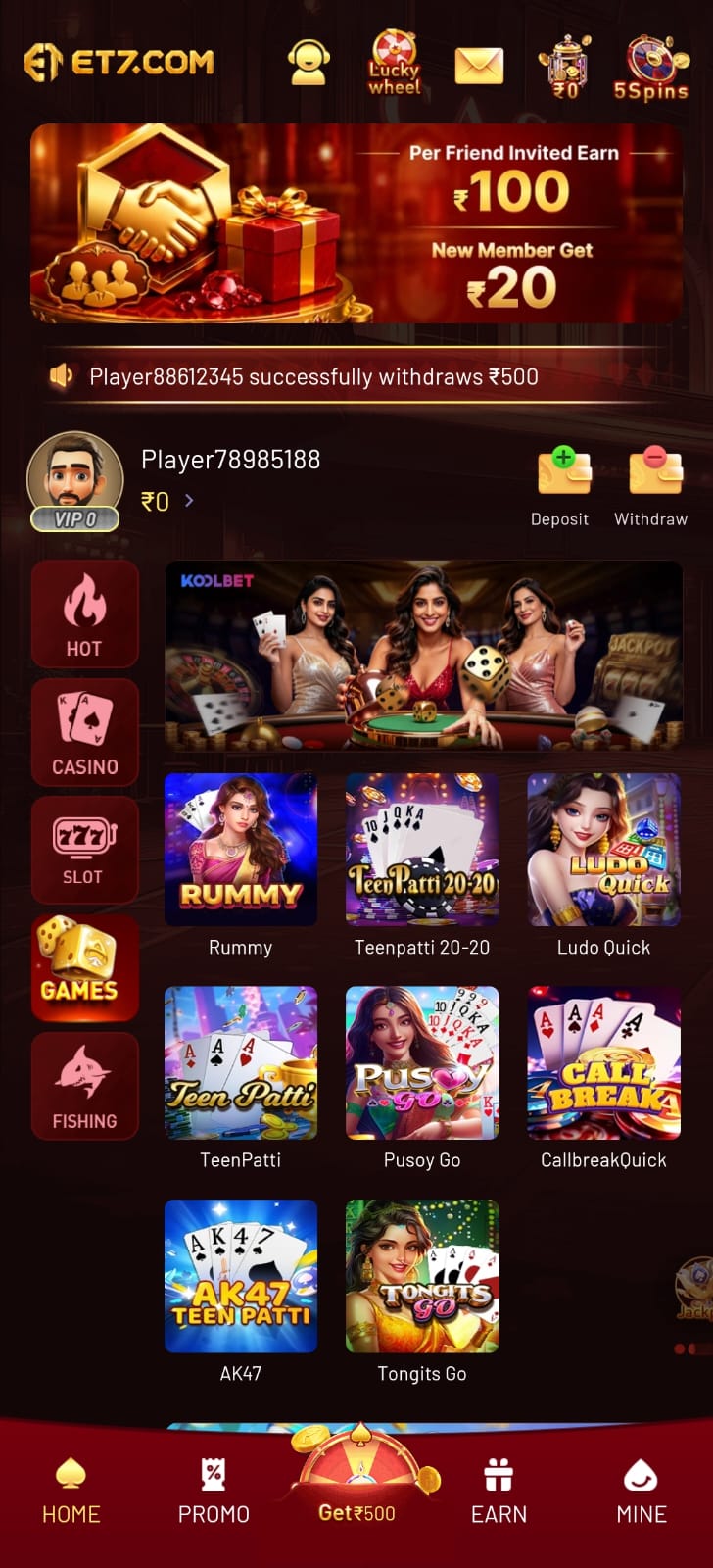 ET7 Game online gaming experience on mobile devices